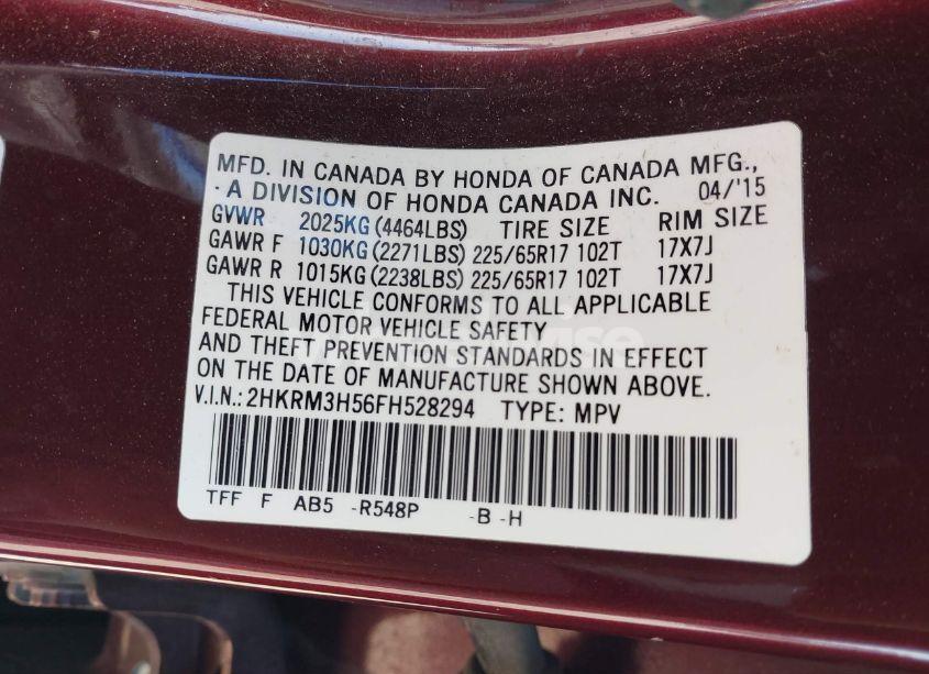 Photo 9 of 2015 Honda Cr-v EX (VIN 2HKRM3H56FH528294)