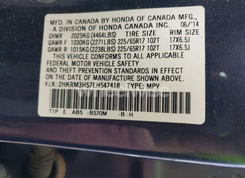 Photo 9 of 2014 Honda Cr-v EX (VIN 2HKRM3H57EH547418)