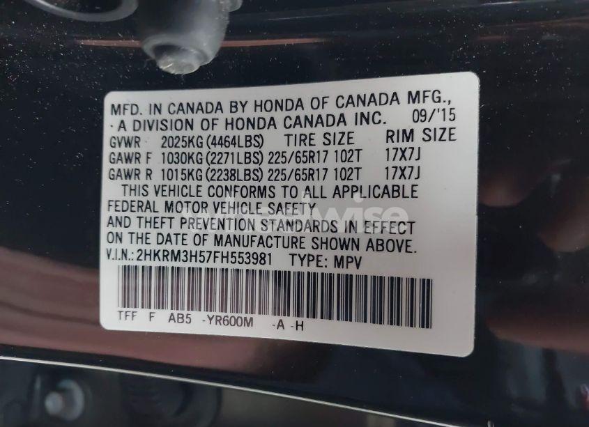 Photo 9 of 2015 Honda Cr-v EX (VIN 2HKRM3H57FH553981)