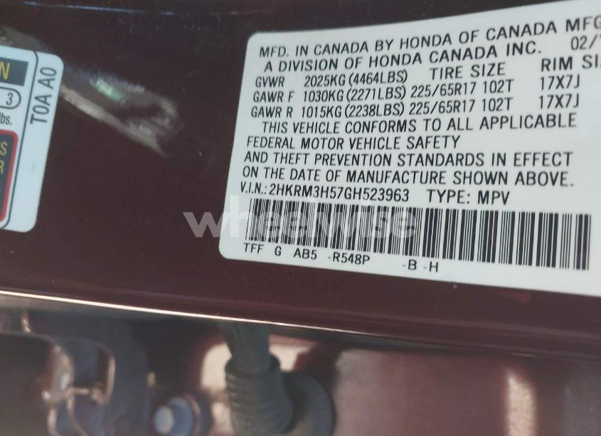 Photo 9 of 2016 Honda Cr-v EX (VIN 2HKRM3H57GH523963)