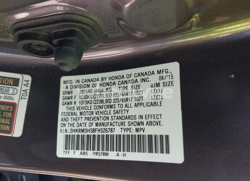 Photo 9 of 2015 Honda Cr-v EX (VIN 2HKRM3H58FH526787)