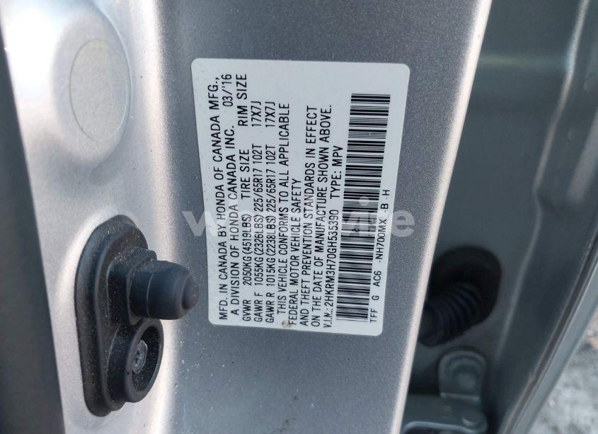 Photo 9 of 2016 Honda Cr-v EX-L (VIN 2HKRM3H70GH535390)