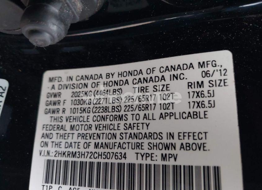 Photo 9 of 2012 Honda Cr-v EX-L (VIN 2HKRM3H72CH507634)