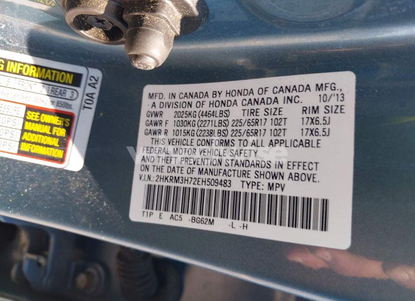 Photo 9 of 2014 Honda Cr-v EX-L (VIN 2HKRM3H72EH509483)