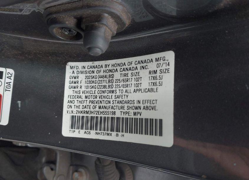 Photo 9 of 2014 Honda Cr-v EX-L (VIN 2HKRM3H72EH555198)