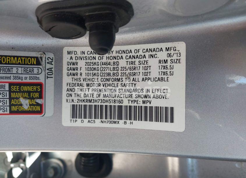 Photo 9 of 2013 Honda Cr-v EX-L (VIN 2HKRM3H73DH518160)