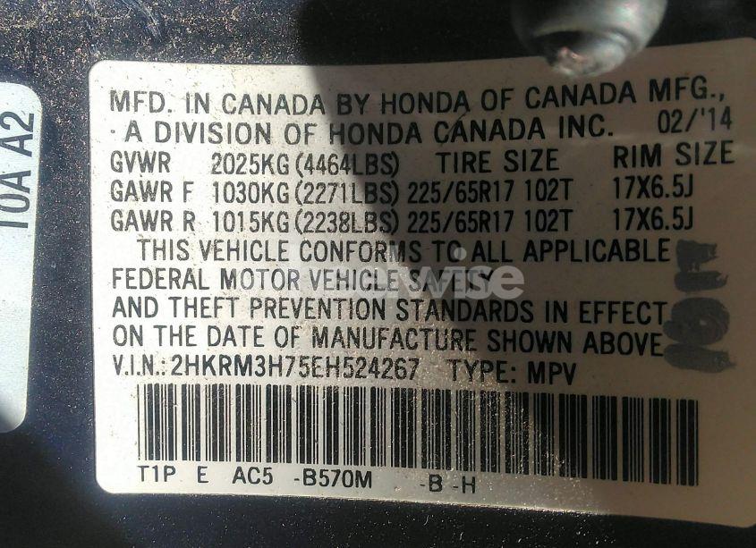 Photo 9 of 2014 Honda Cr-v EX-L (VIN 2HKRM3H75EH524267)