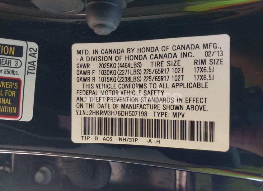 Photo 9 of 2013 Honda Cr-v EX-L (VIN 2HKRM3H76DH507198)