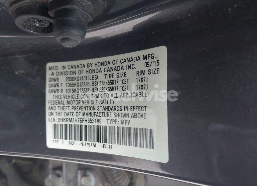 Photo 9 of 2015 Honda Cr-v EX-L (VIN 2HKRM3H76FH552189)