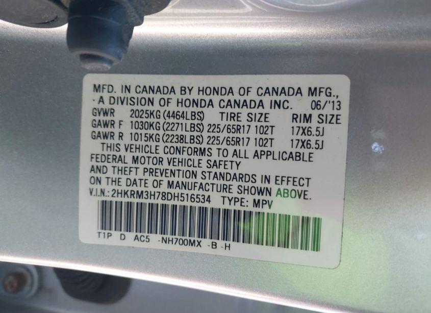 Photo 9 of 2013 Honda Cr-v EX-L (VIN 2HKRM3H78DH516534)