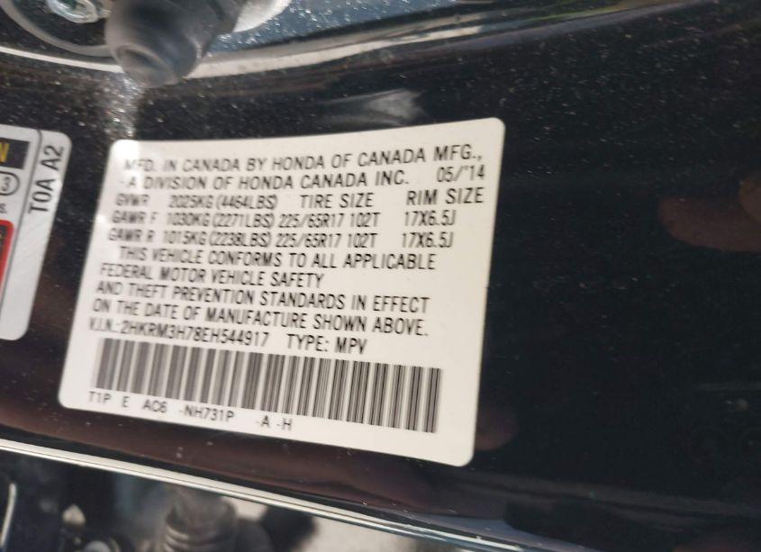 Photo 9 of 2014 Honda Cr-v EX-L (VIN 2HKRM3H78EH544917)