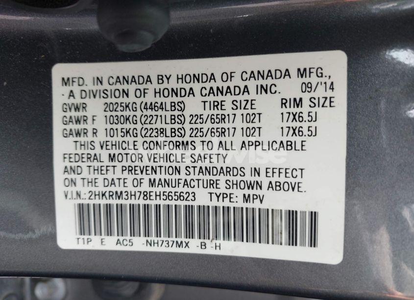 Photo 9 of 2014 Honda Cr-v EX-L (VIN 2HKRM3H78EH565623)