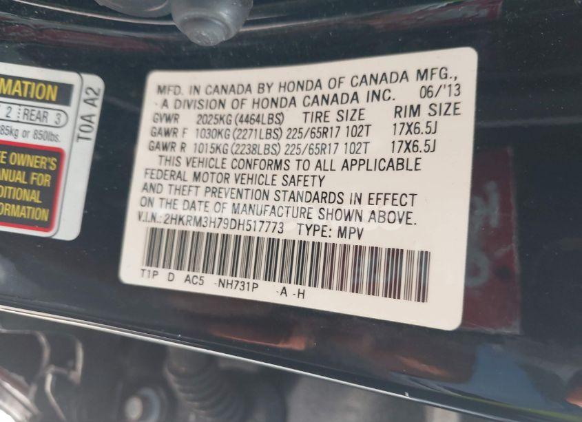 Photo 9 of 2013 Honda Cr-v EX-L (VIN 2HKRM3H79DH517773)