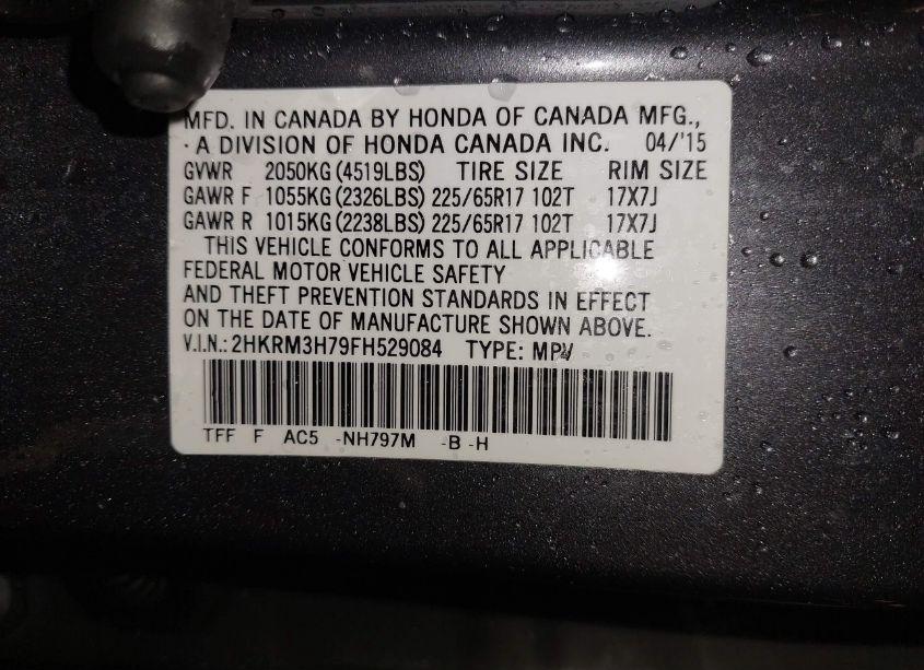 Photo 9 of 2015 Honda Cr-v EX-L (VIN 2HKRM3H79FH529084)