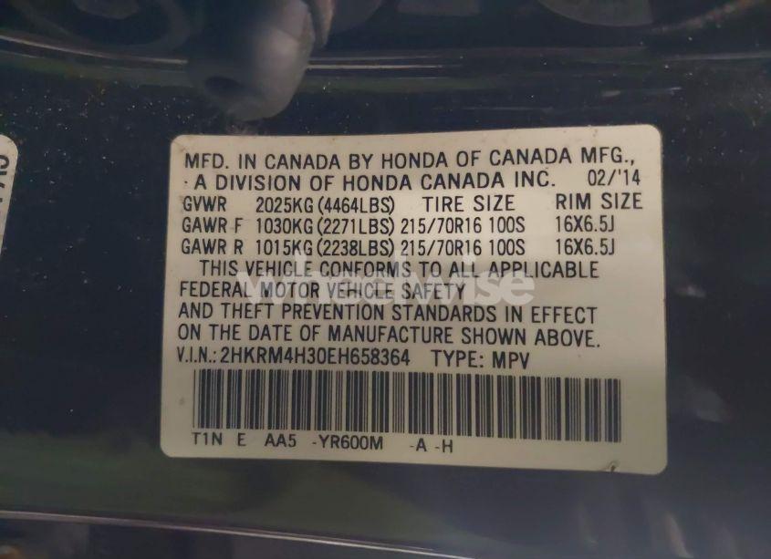 Photo 9 of 2014 Honda Cr-v LX (VIN 2HKRM4H30EH658364)