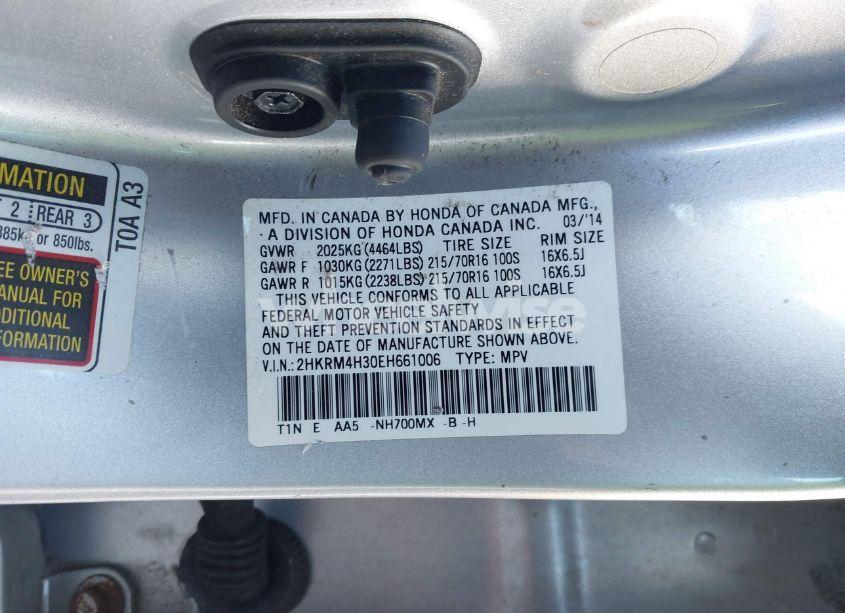 Photo 9 of 2014 Honda Cr-v LX (VIN 2HKRM4H30EH661006)