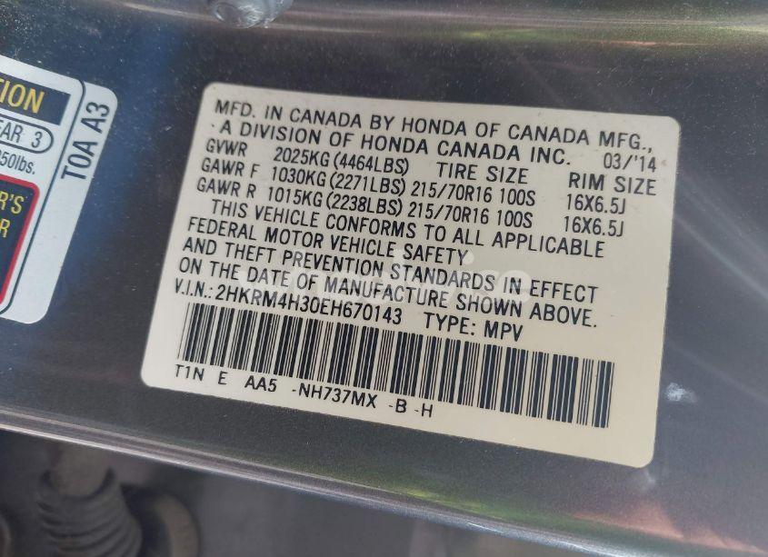 Photo 9 of 2014 Honda Cr-v LX (VIN 2HKRM4H30EH670143)