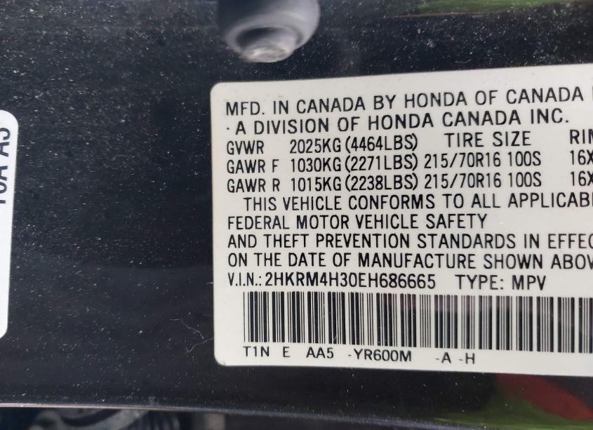 Photo 9 of 2014 Honda Cr-v LX (VIN 2HKRM4H30EH686665)