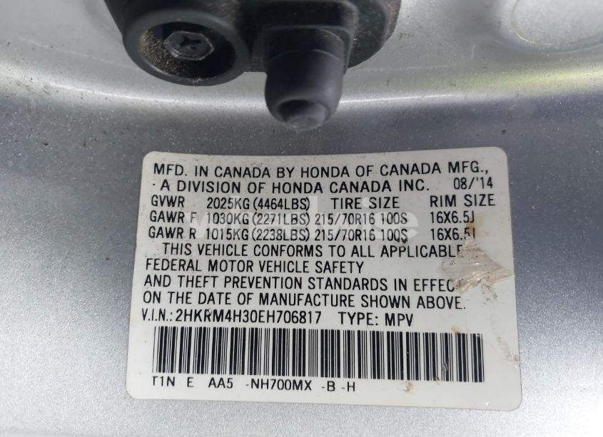 Photo 9 of 2014 Honda Cr-v LX (VIN 2HKRM4H30EH706817)