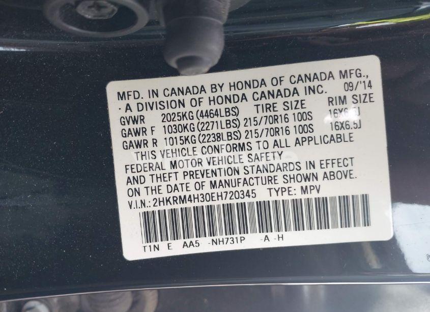 Photo 9 of 2014 Honda Cr-v LX (VIN 2HKRM4H30EH720345)