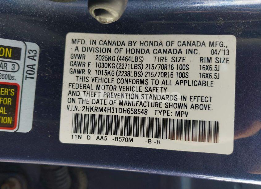 Photo 9 of 2013 Honda Cr-v LX (VIN 2HKRM4H31DH658548)