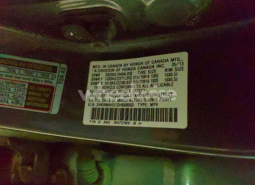 Photo 9 of 2013 Honda Cr-v LX (VIN 2HKRM4H31DH668660)