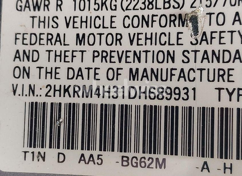 Photo 9 of 2013 Honda Cr-v LX (VIN 2HKRM4H31DH689931)