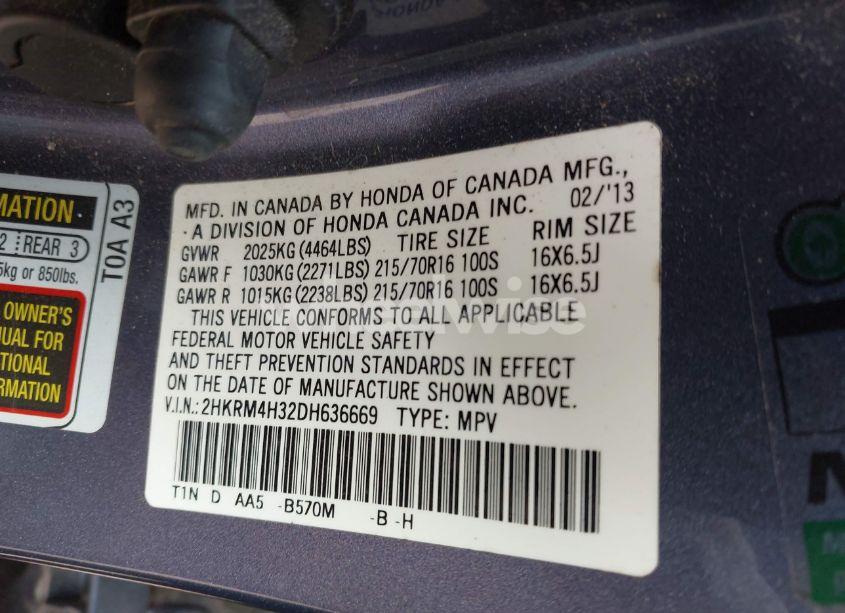 Photo 9 of 2013 Honda Cr-v LX (VIN 2HKRM4H32DH636669)