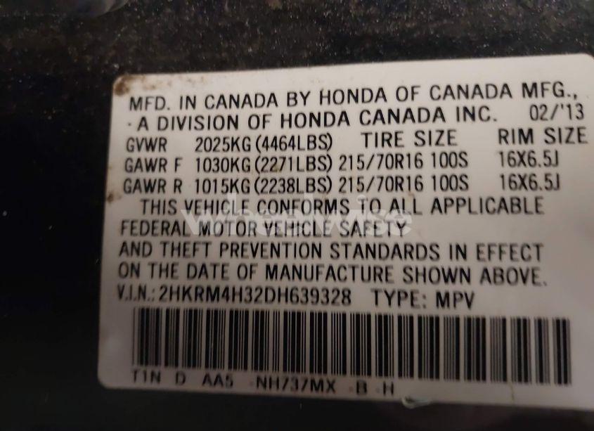 Photo 9 of 2013 Honda Cr-v LX (VIN 2HKRM4H32DH639328)