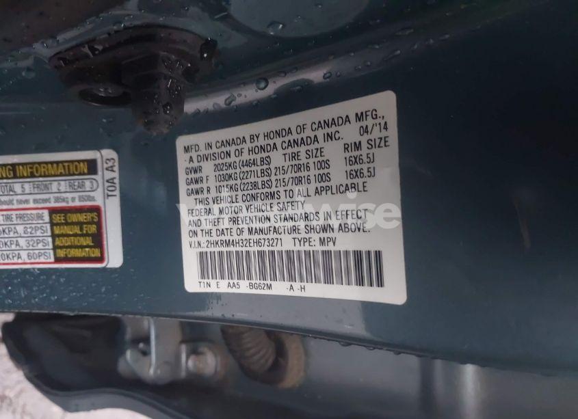 Photo 9 of 2014 Honda Cr-v LX (VIN 2HKRM4H32EH673271)