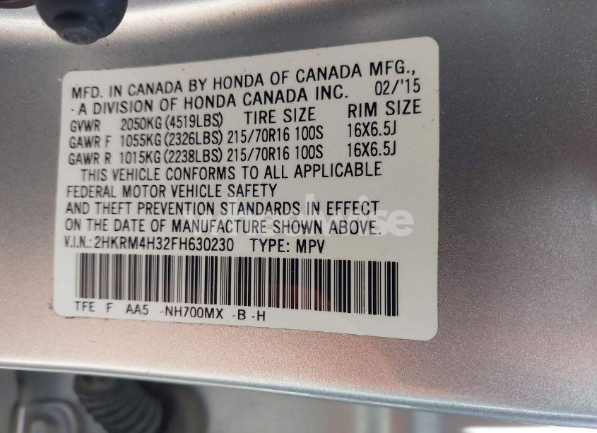 Photo 9 of 2015 Honda Cr-v LX (VIN 2HKRM4H32FH630230)