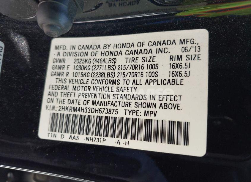 Photo 9 of 2013 Honda Cr-v LX (VIN 2HKRM4H33DH673875)