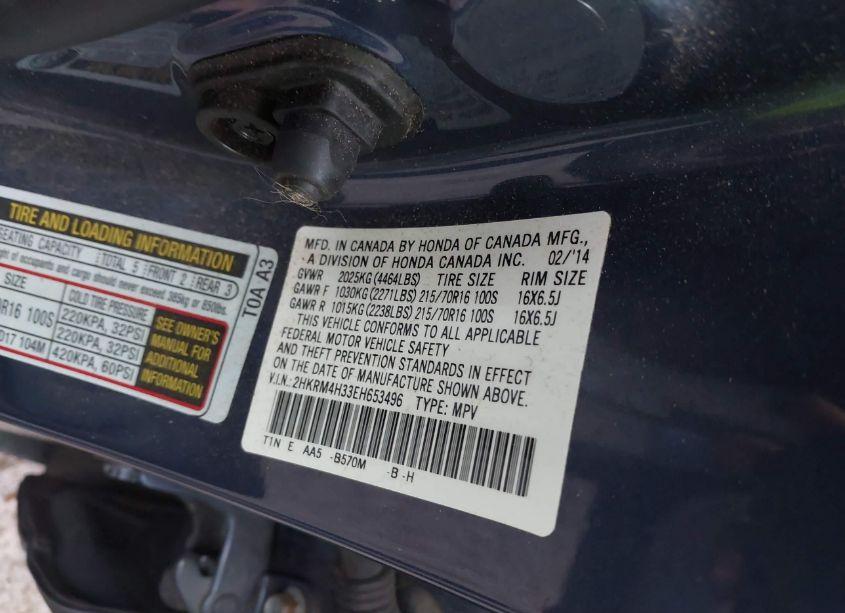 Photo 9 of 2014 Honda Cr-v LX (VIN 2HKRM4H33EH653496)