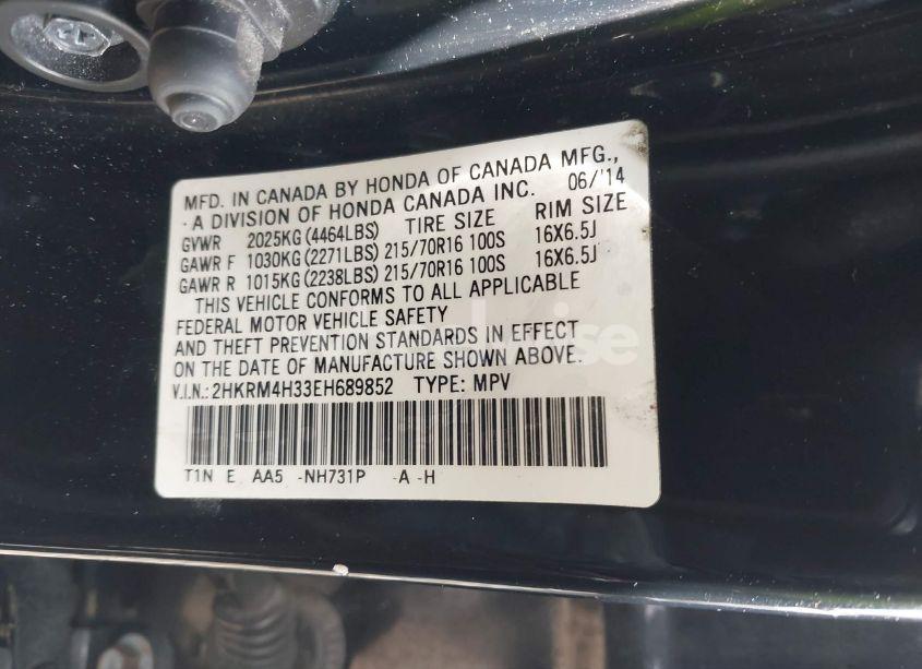 Photo 9 of 2014 Honda Cr-v LX (VIN 2HKRM4H33EH689852)