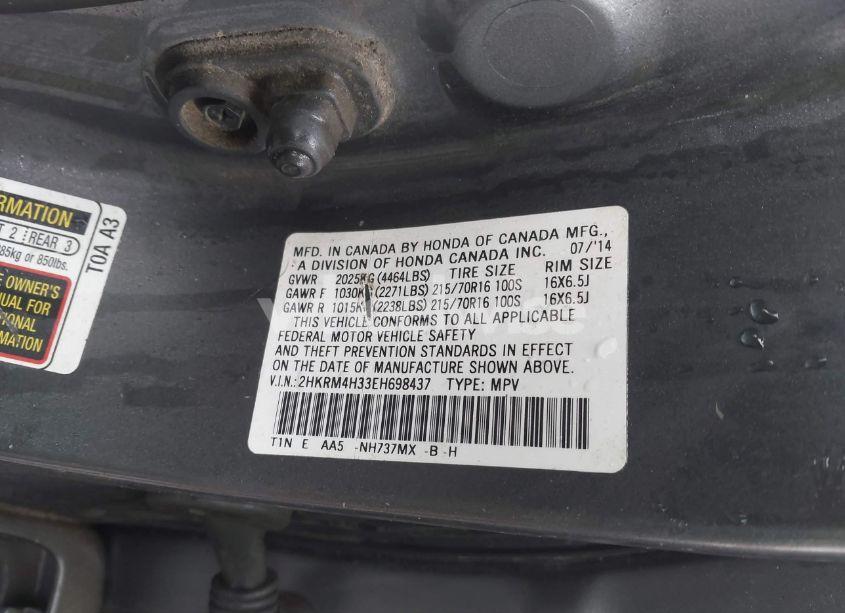 Photo 9 of 2014 Honda Cr-v LX (VIN 2HKRM4H33EH698437)