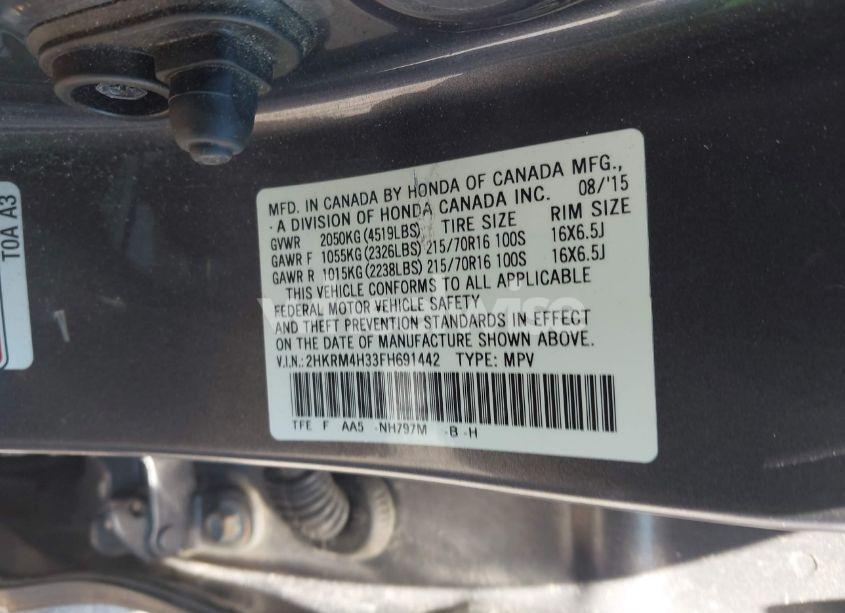 Photo 9 of 2015 Honda Cr-v LX (VIN 2HKRM4H33FH691442)