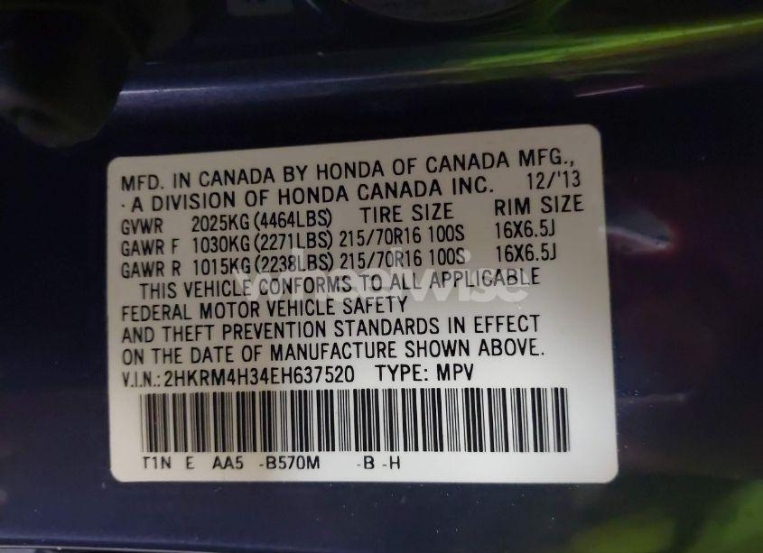 Photo 9 of 2014 Honda Cr-v LX (VIN 2HKRM4H34EH637520)