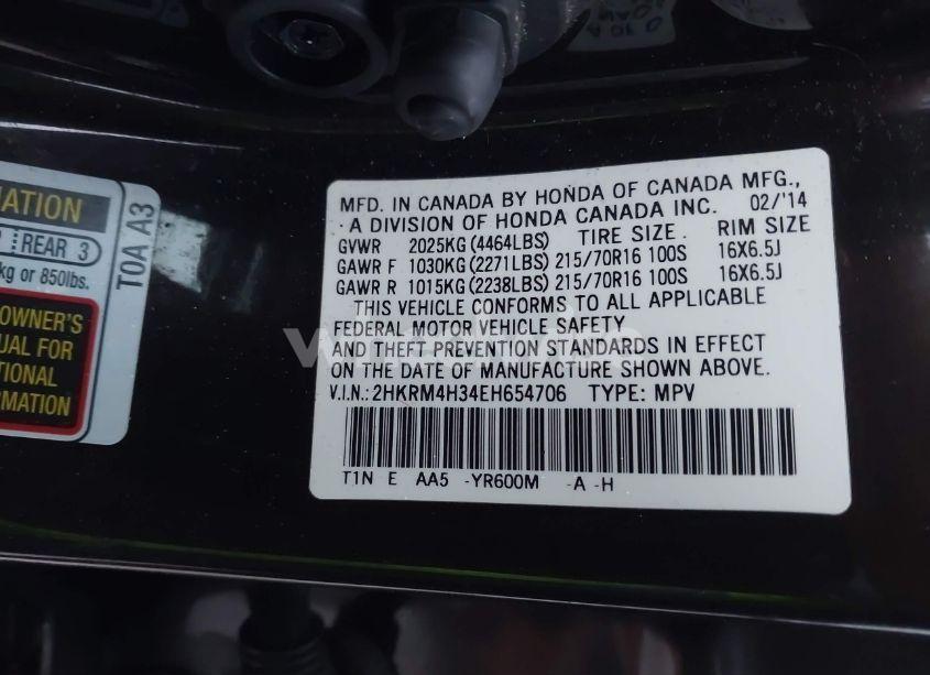 Photo 9 of 2014 Honda Cr-v LX (VIN 2HKRM4H34EH654706)