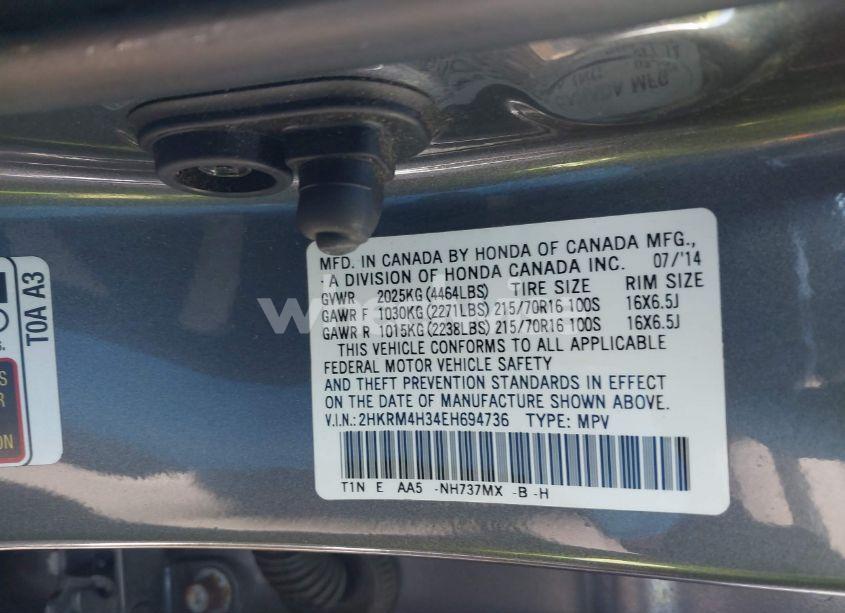 Photo 9 of 2014 Honda Cr-v LX (VIN 2HKRM4H34EH694736)