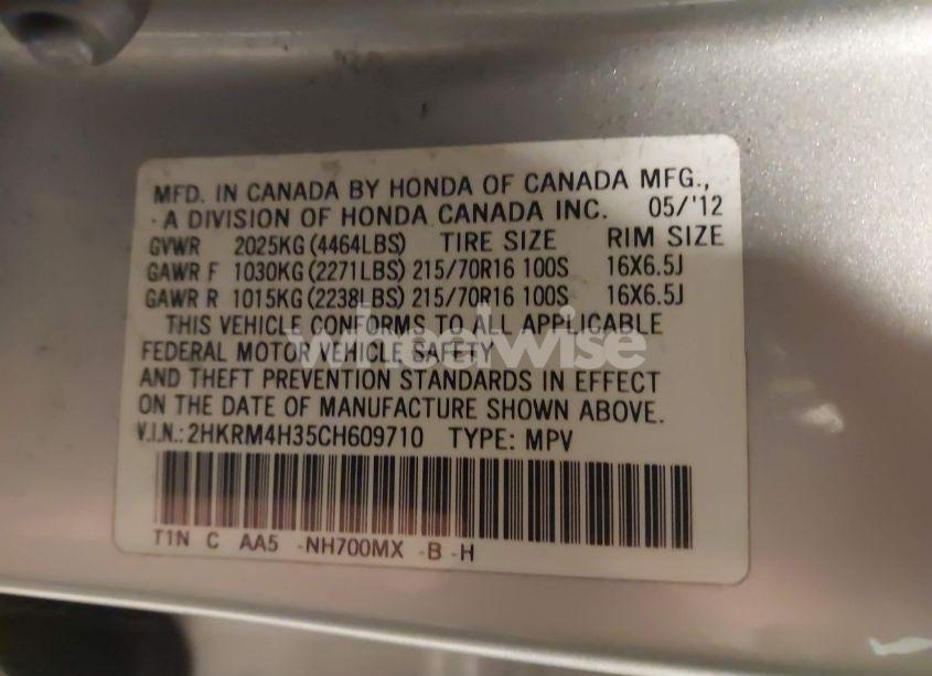 Photo 9 of 2012 Honda Cr-v LX (VIN 2HKRM4H35CH609710)