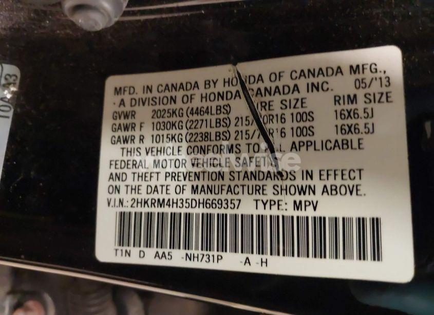 Photo 9 of 2013 Honda Cr-v LX (VIN 2HKRM4H35DH669357)