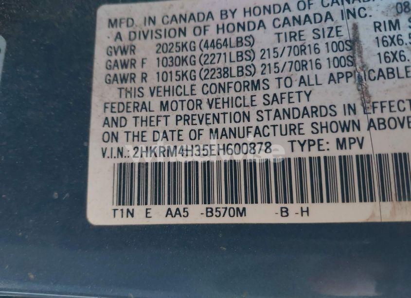 Photo 9 of 2014 Honda Cr-v LX (VIN 2HKRM4H35EH600878)