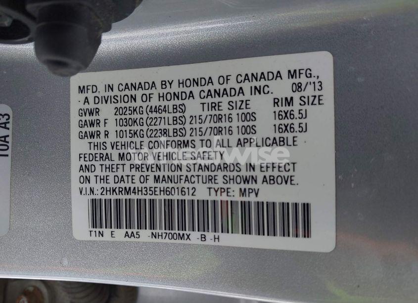 Photo 9 of 2014 Honda Cr-v LX (VIN 2HKRM4H35EH601612)