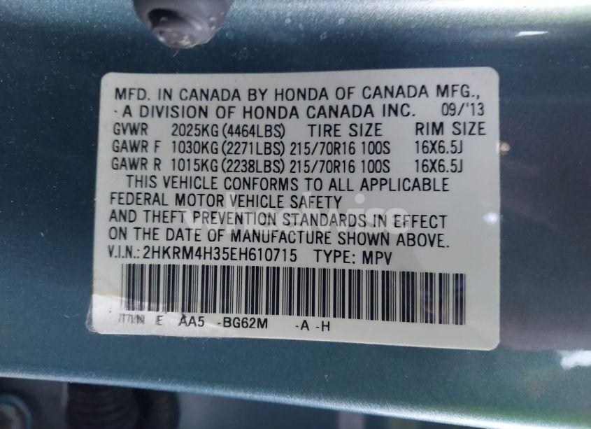 Photo 9 of 2014 Honda Cr-v LX (VIN 2HKRM4H35EH610715)