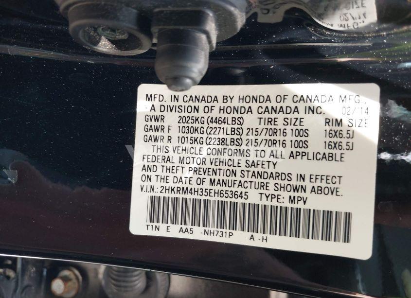 Photo 9 of 2014 Honda Cr-v LX (VIN 2HKRM4H35EH653645)