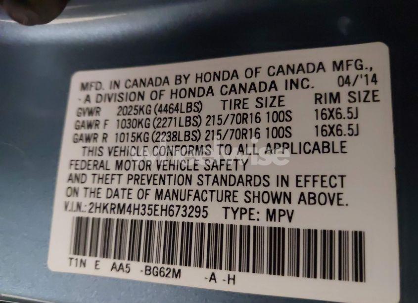 Photo 9 of 2014 Honda Cr-v LX (VIN 2HKRM4H35EH673295)