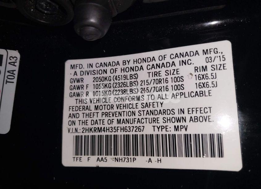 Photo 9 of 2015 Honda Cr-v LX (VIN 2HKRM4H35FH637267)