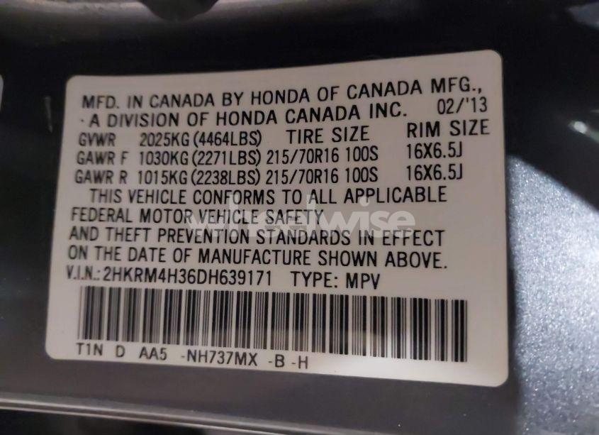 Photo 9 of 2013 Honda Cr-v LX (VIN 2HKRM4H36DH639171)