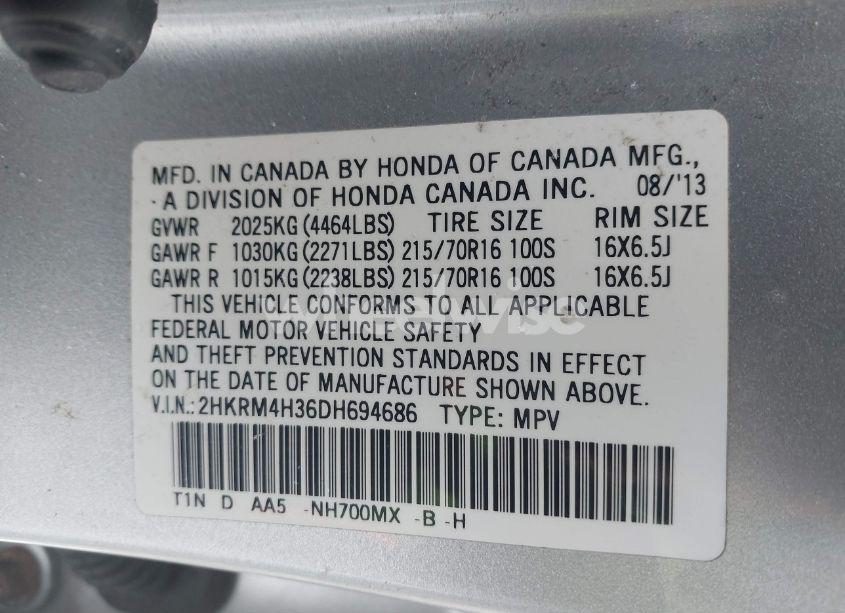 Photo 9 of 2013 Honda Cr-v LX (VIN 2HKRM4H36DH694686)