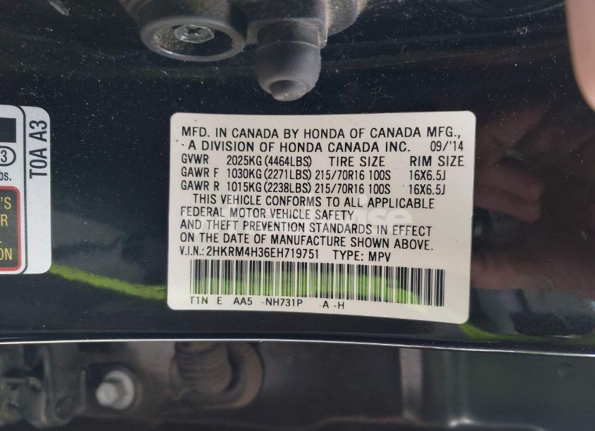 Photo 9 of 2014 Honda Cr-v LX (VIN 2HKRM4H36EH719751)